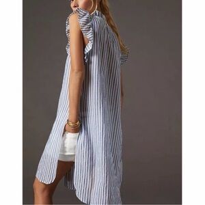 Anthropologie Blue and White Striped Tunic